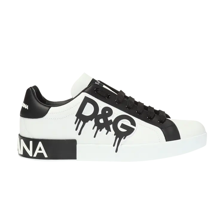 

Кроссовки Dolce & Gabbana Portofino 'Logo Paint Drip - White Black', белый