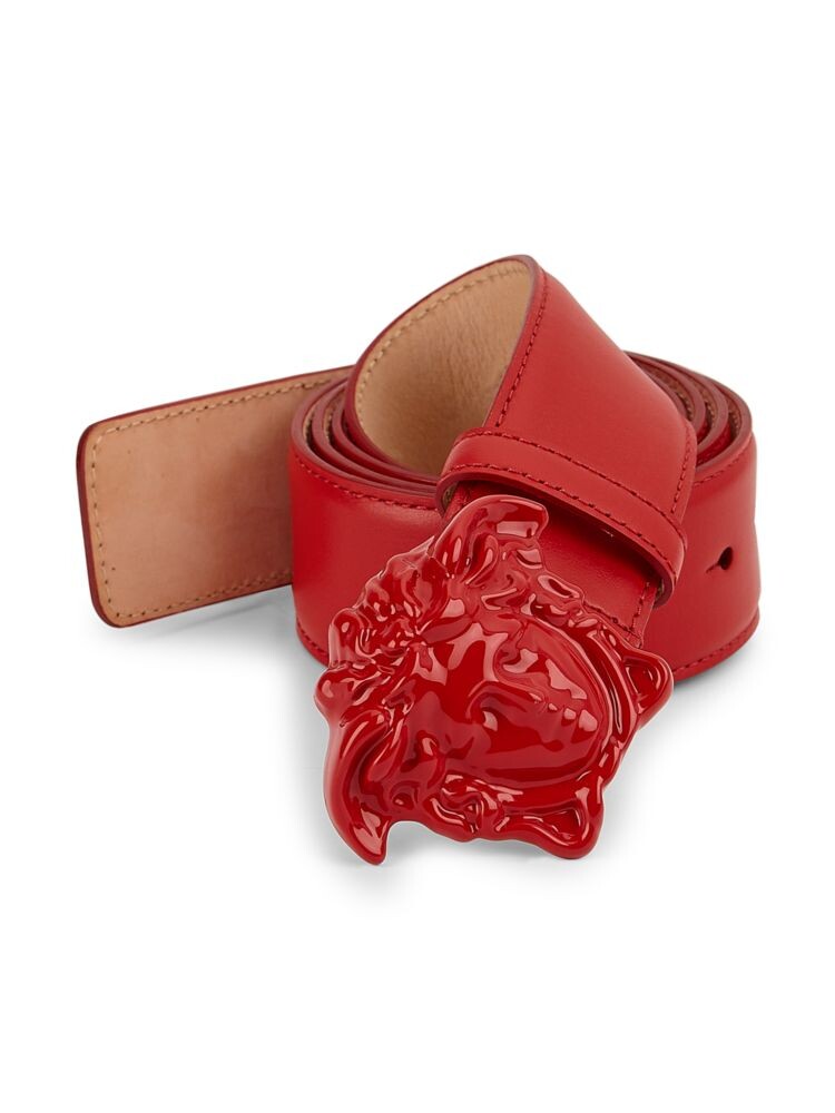 

Кожаный ремень с пряжкой Medusa Versace, цвет Cardinal Red