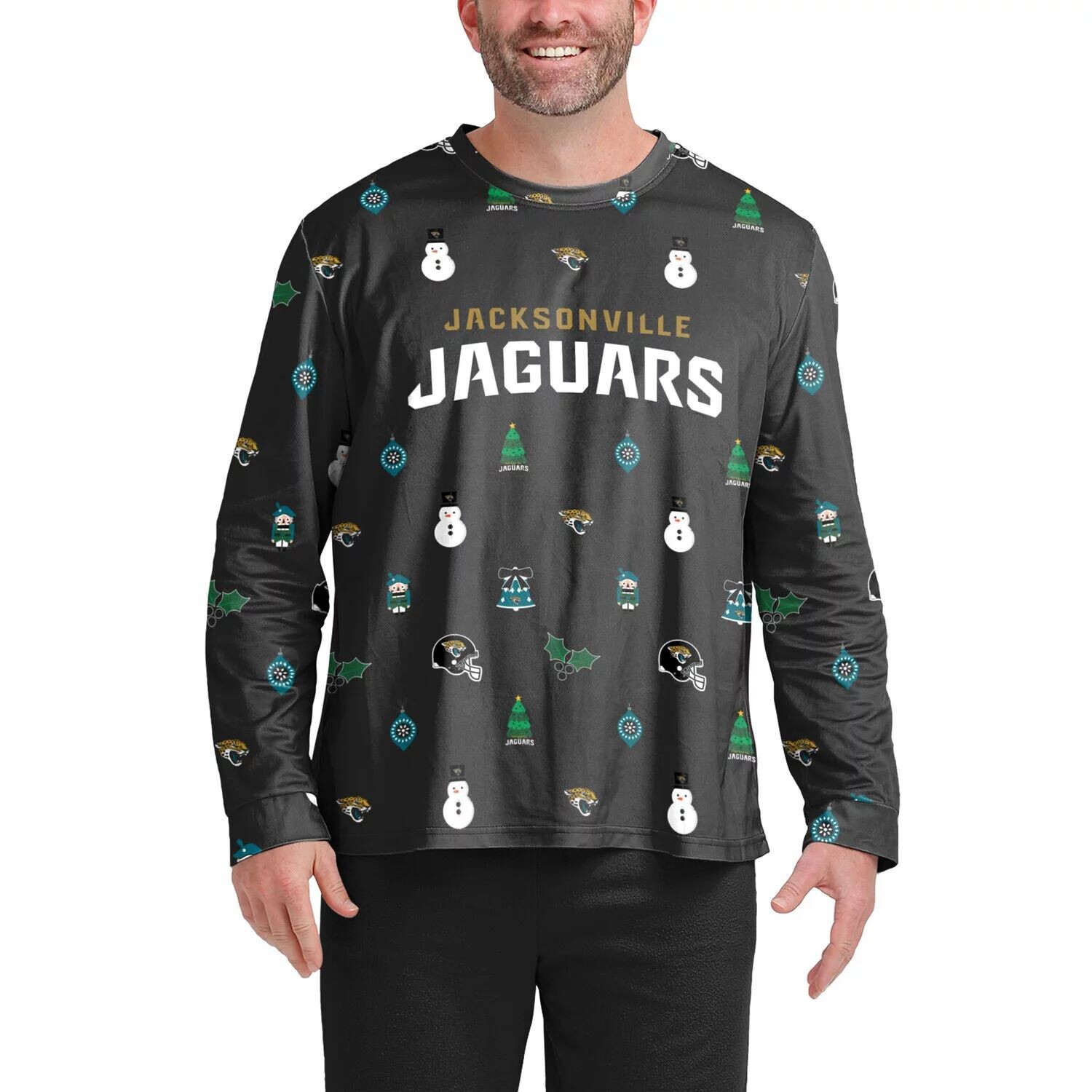 

Мужская черная футболка с длинным рукавом FOCO Jacksonville Jaguars Ugly Sweater