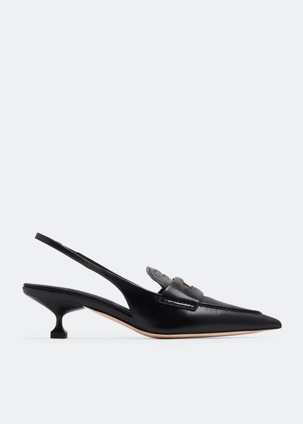 Туфли Miu Miu Leather Slingback, черный женские черные кожаные туфли лодочки с пяткой на пятке и браслетом roberto verino черный