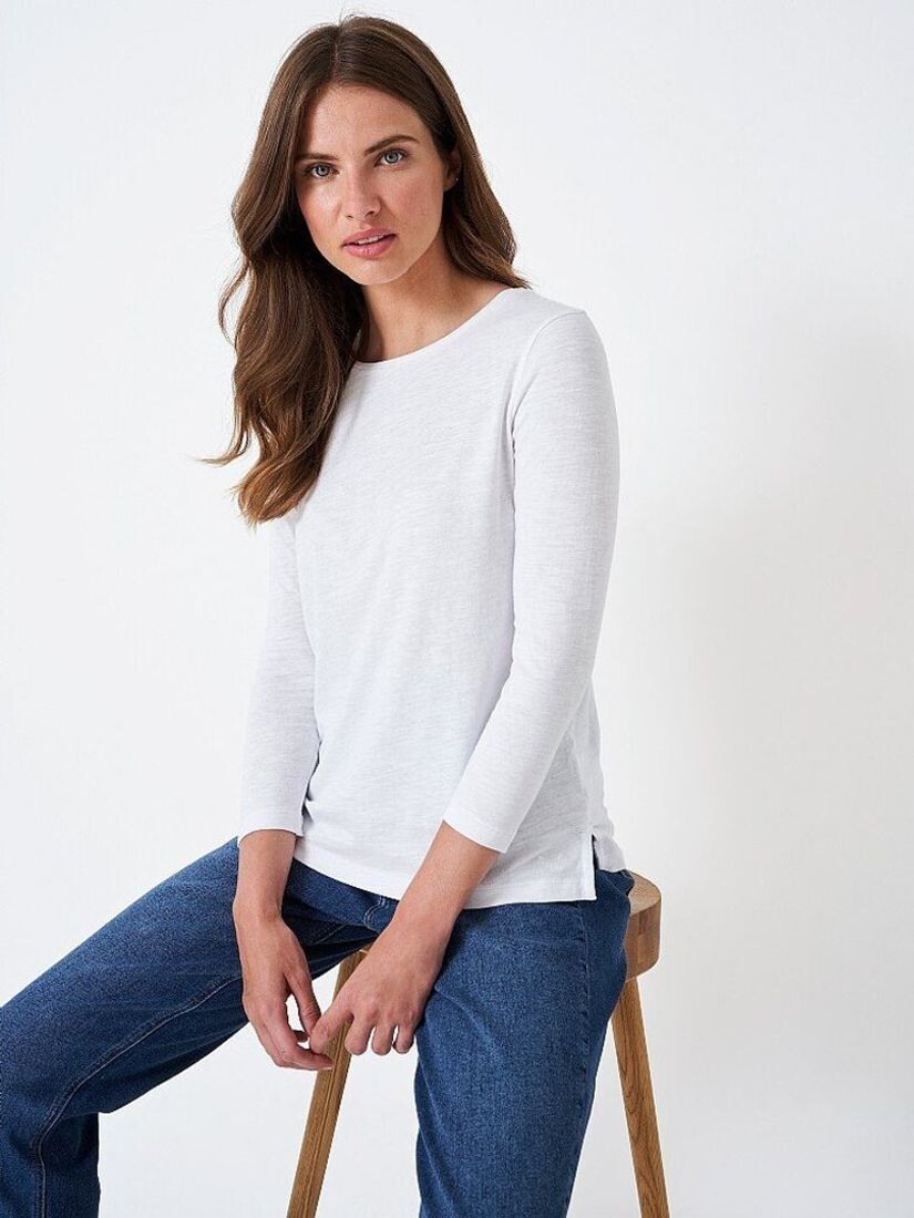 

Футболка Crew Clothing с длинными рукавами Perfect Slub, белая, Белый