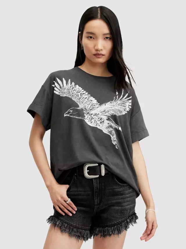

Футболка AllSaints Flite Briar Eagle Graphic, цвет acid washed black