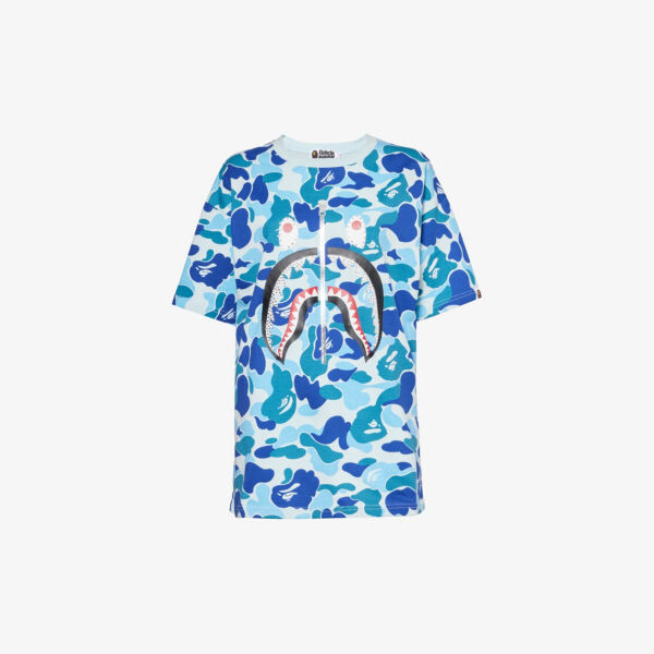 

Футболка из хлопкового джерси с камуфляжным принтом shark A Bathing Ape, синий