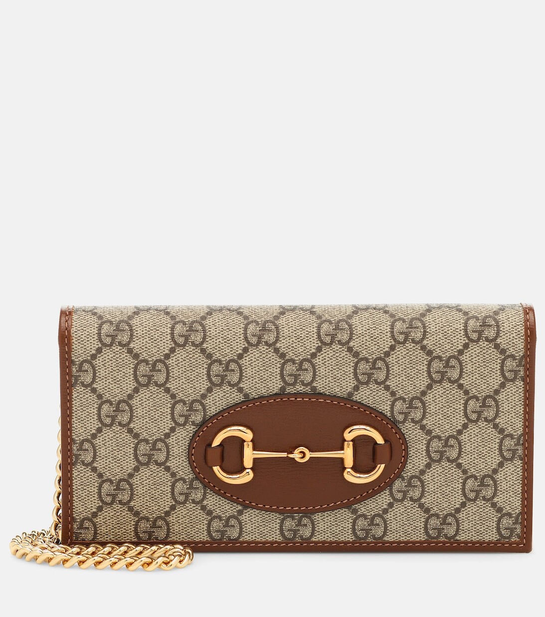 

Холщовый кошелек Gucci Horsebit 1955 года на цепочке Gucci, коричневый