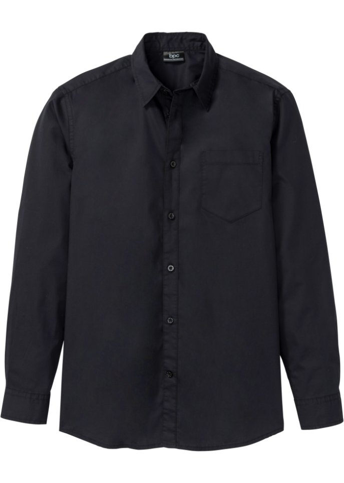 Рубашка с длинным рукавом Bpc Bonprix Collection, черный платье рубашка миди с рукавами 3 4 bpc bonprix collection черный