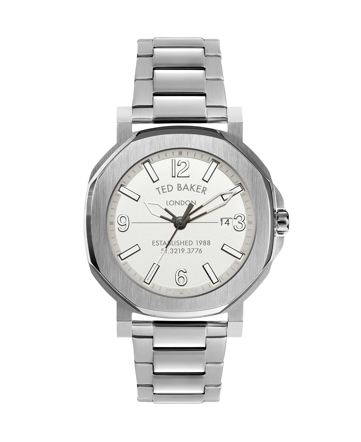 Мужские часы Actonn серебристого цвета с браслетом из нержавеющей стали, 44 мм Ted Baker женские часы maiisie серебристого цвета с браслетом из нержавеющей стали 28 мм ted baker