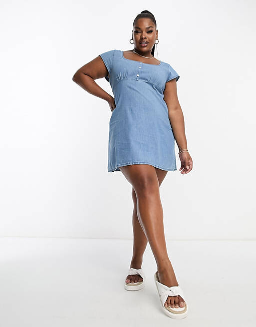 

Синее платье мини из мягкого денима ASOS DESIGN Curve