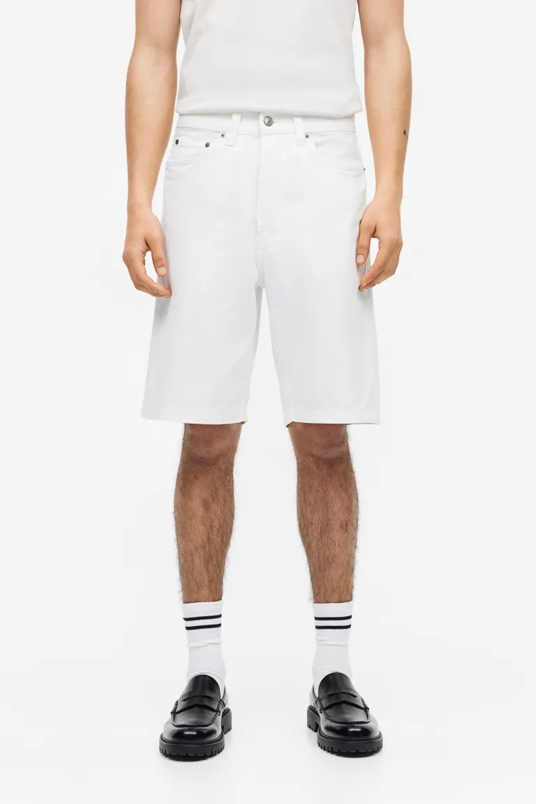 Габардиновые шорты свободного кроя H&M, белый