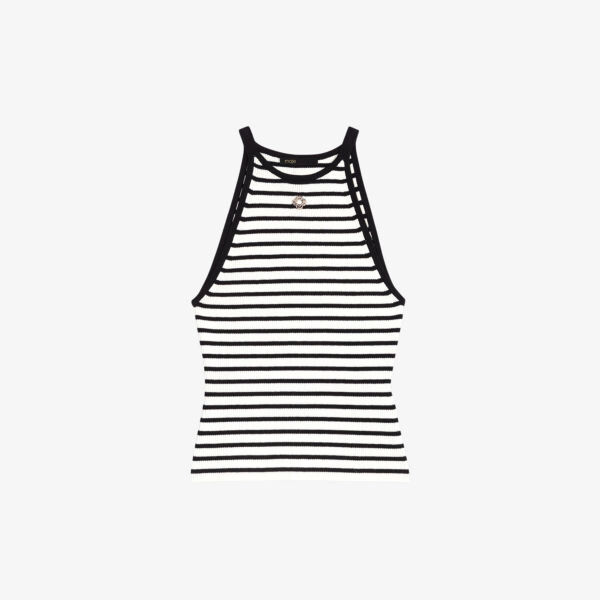 

Топ из эластичного хлопка в полоску с декором клевера Maje, цвет bicolore