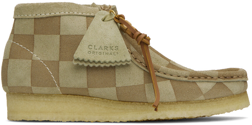 

Бежево-серо-коричневые ботинки Wallabee Clarks Originals, Коричневый