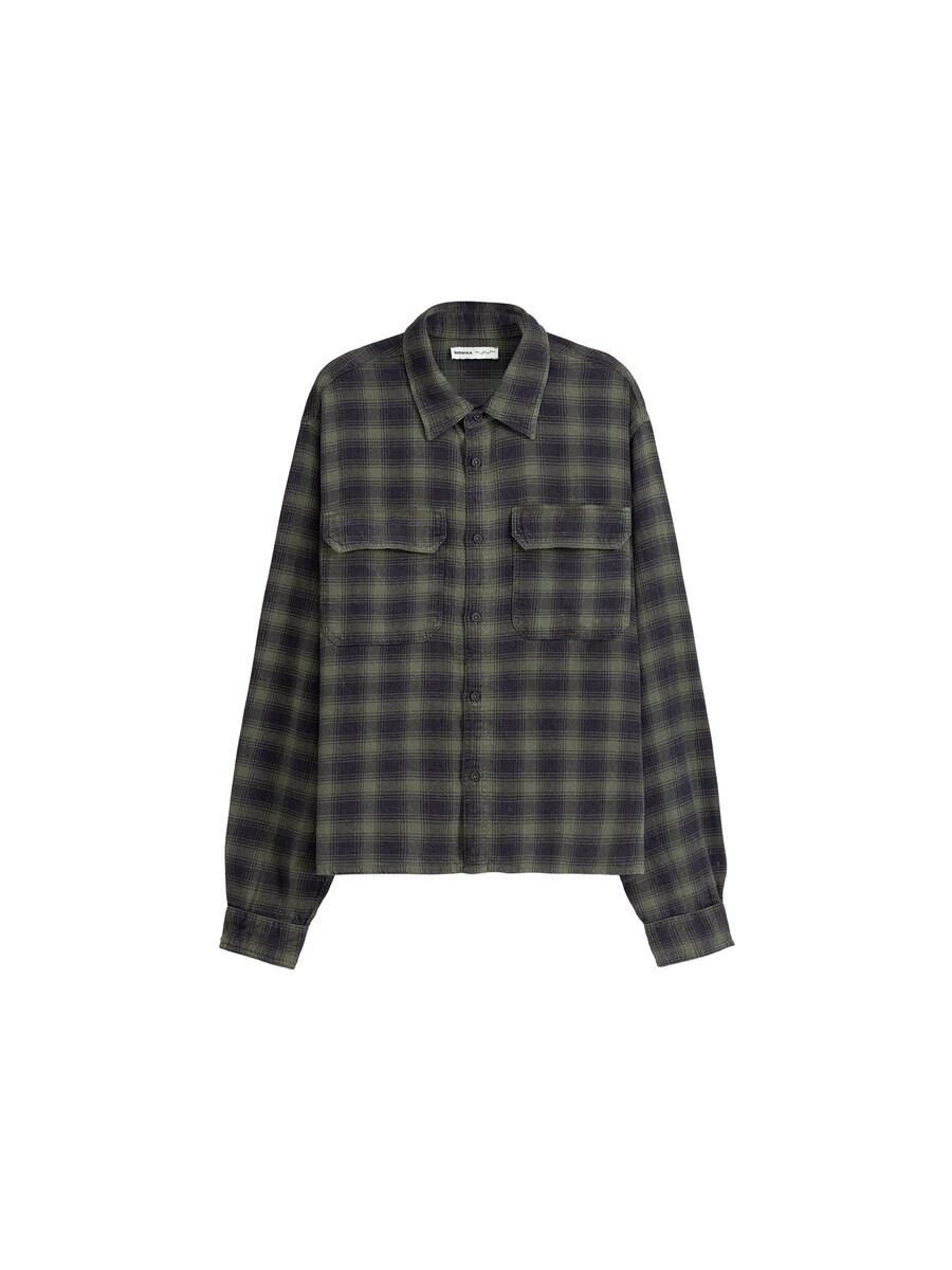 

Рубашка на пуговицах стандартного кроя Bershka, цвет Khaki/Black