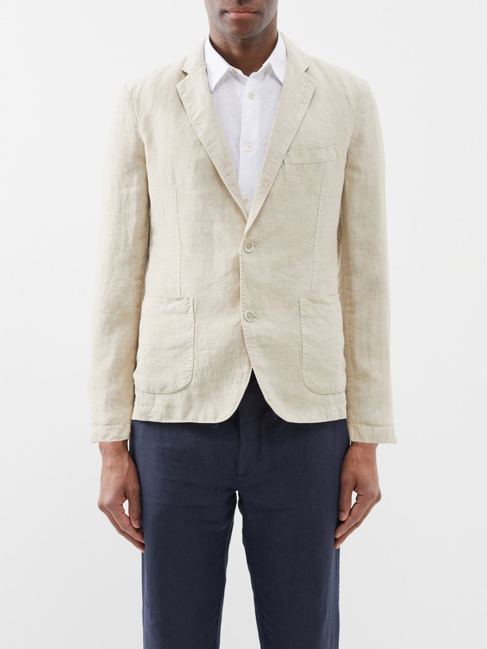однобортный пиджак из шерсти и льна brioni Льняной пиджак с накладными карманами 120% Lino, бежевый