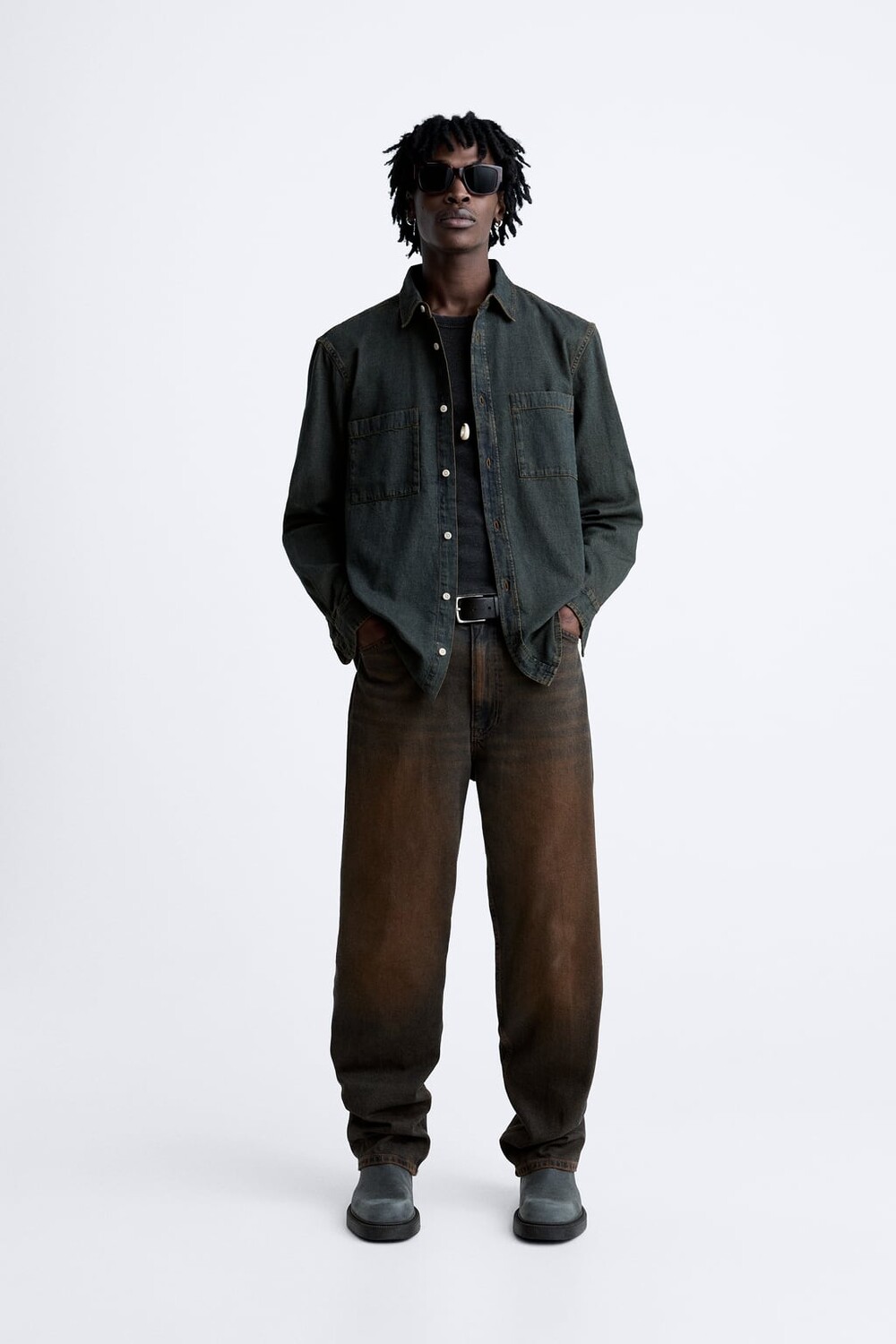 

Джинсовая рубашка ZARA, синий