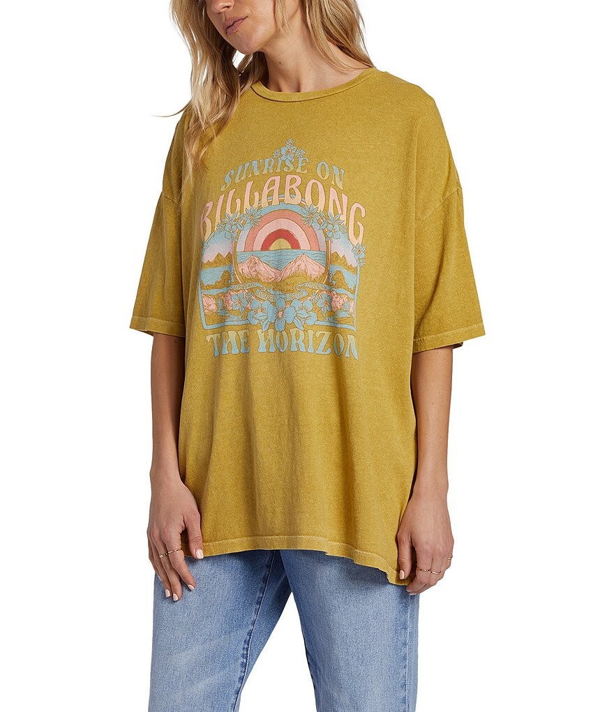 

Billabong Футболка оверсайз с рисунком Sunrise On The Beach, зеленый