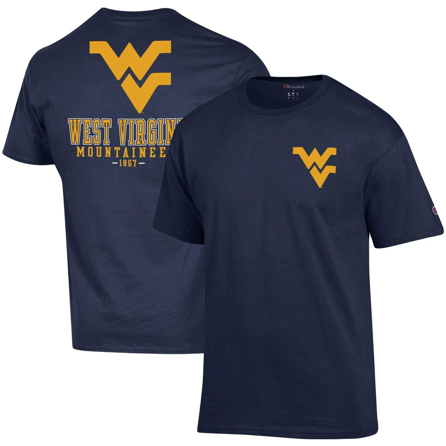 

Мужская темно-синяя футболка Champion West Virginia Mountaineers Stack 2-Hit, Синий