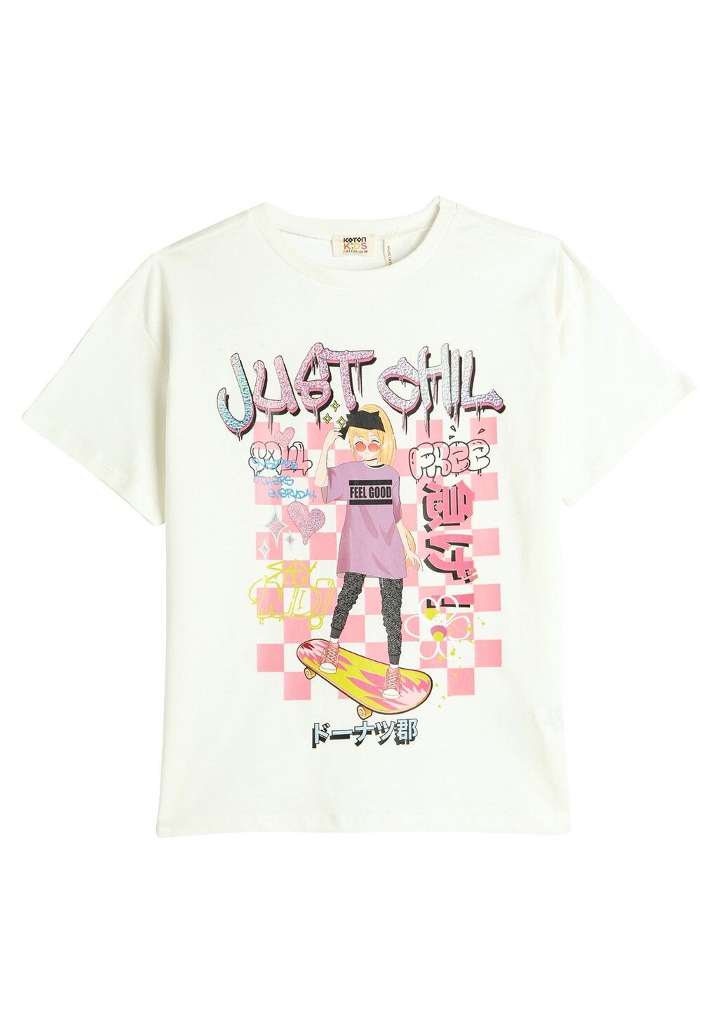 

Футболка с принтом ANIME BACK SLIT DETAIL SHORT SLEEVE CREW NECK Koton, цвет white
