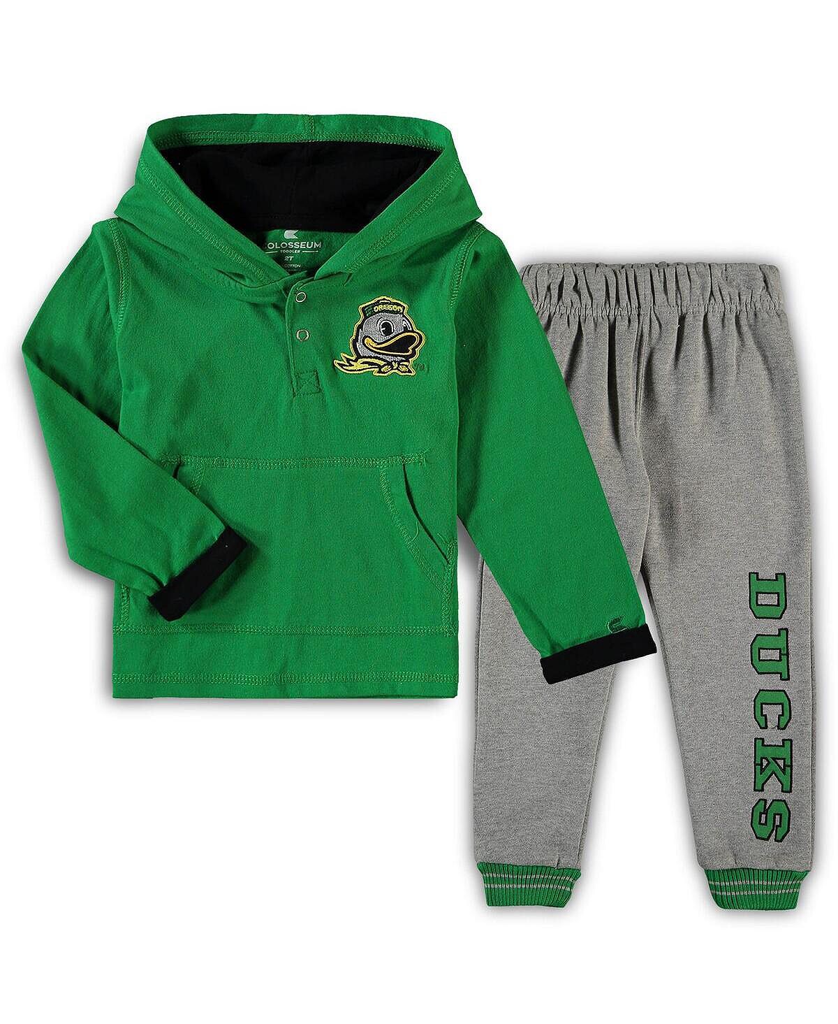 

Комплект из худи и спортивных штанов Oregon Ducks Poppies для мальчиков зеленого и серого цвета с меланжевым оттенком Colosseum