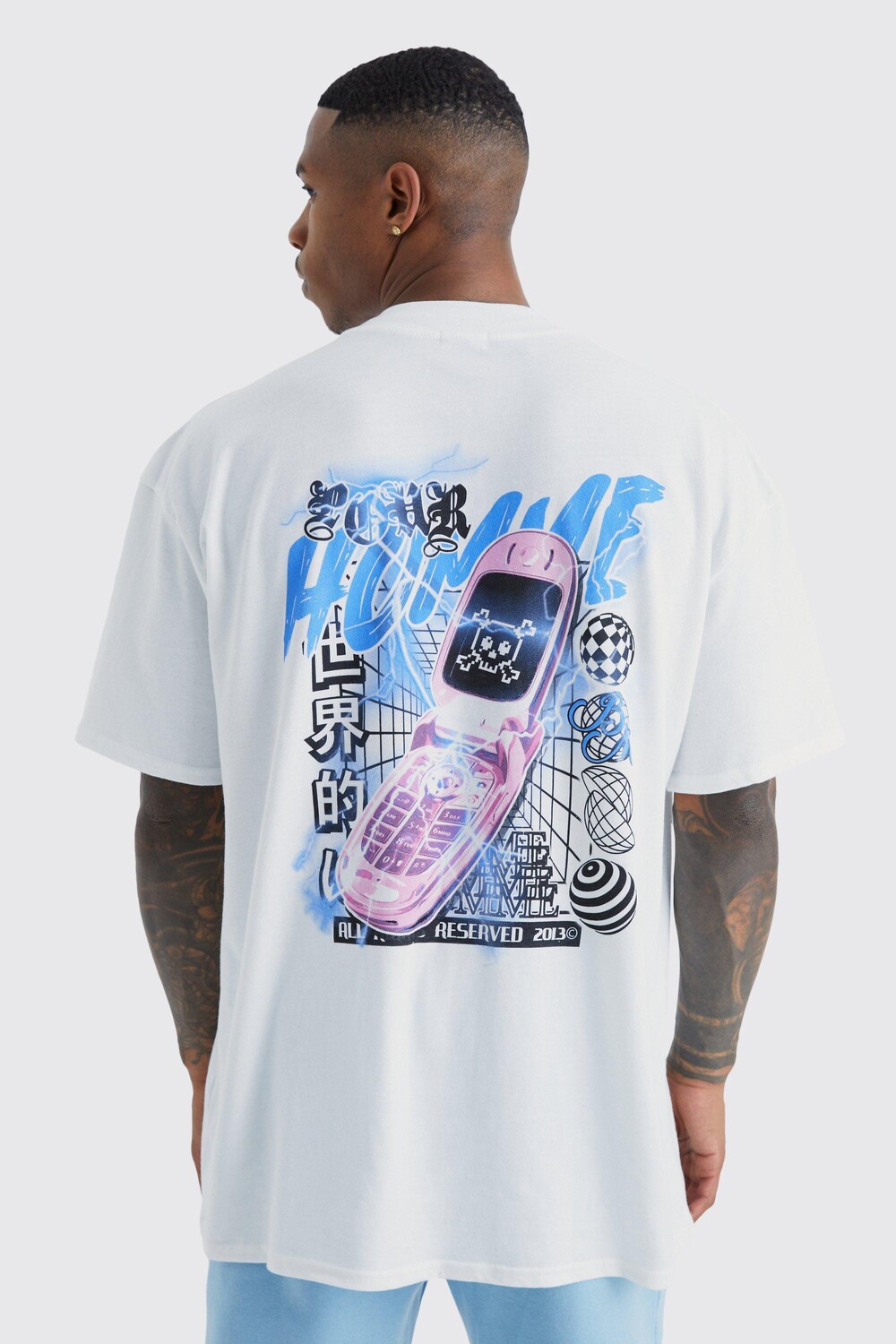

Футболка оверсайз pour homme с графикой Boohoo, белый