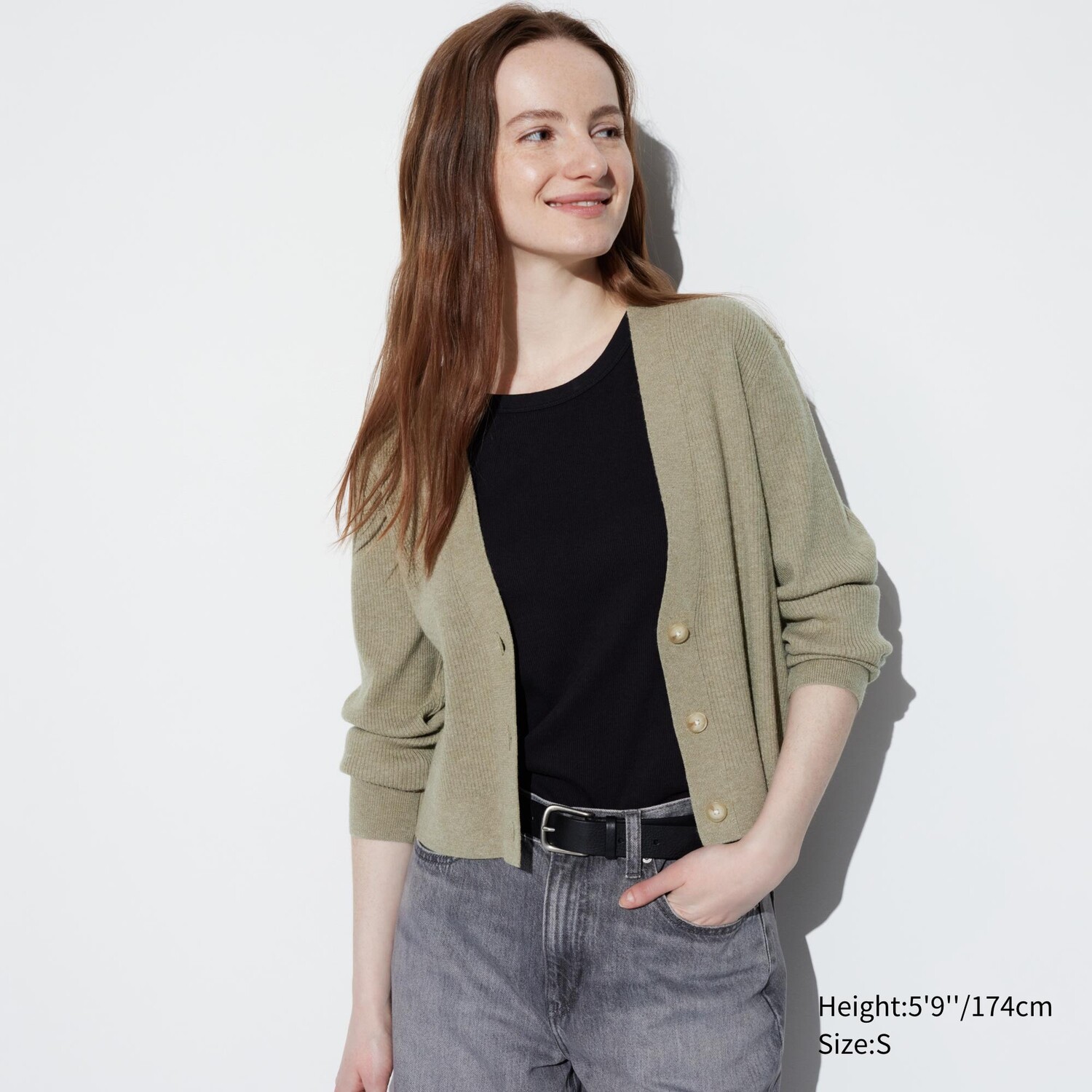 

Трикотажный кардиган в ребрику UNIQLO, зеленый