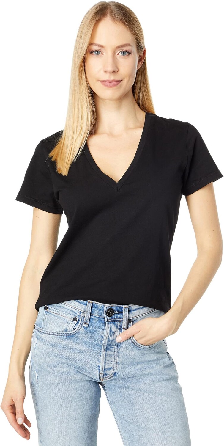 

Футболка MONROW 90s V-Neck Tee in 100% Cotton, черный