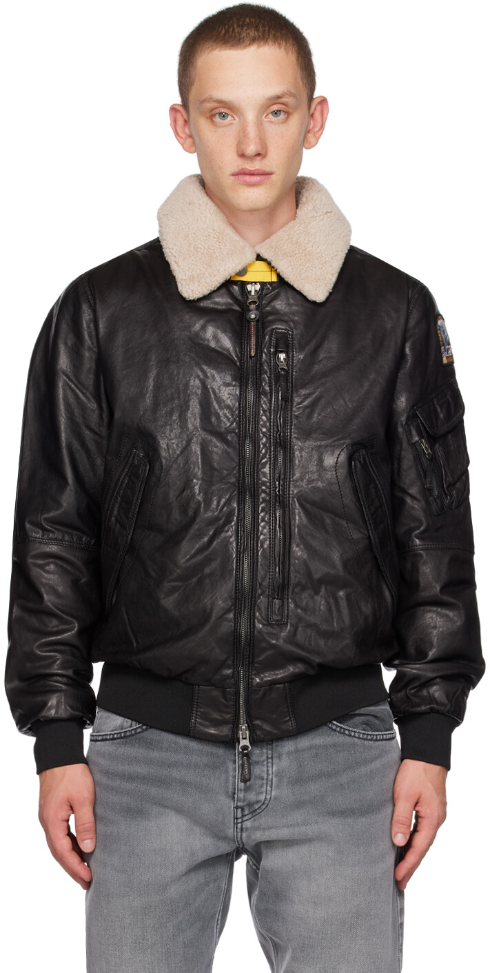 

Черная кожаная куртка Parajumpers Josh, Черный