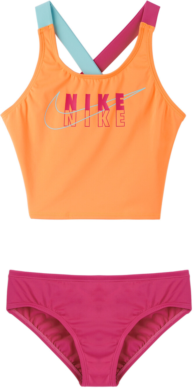 

Детский купальник с розово-оранжевым отражателем и логотипом Nike