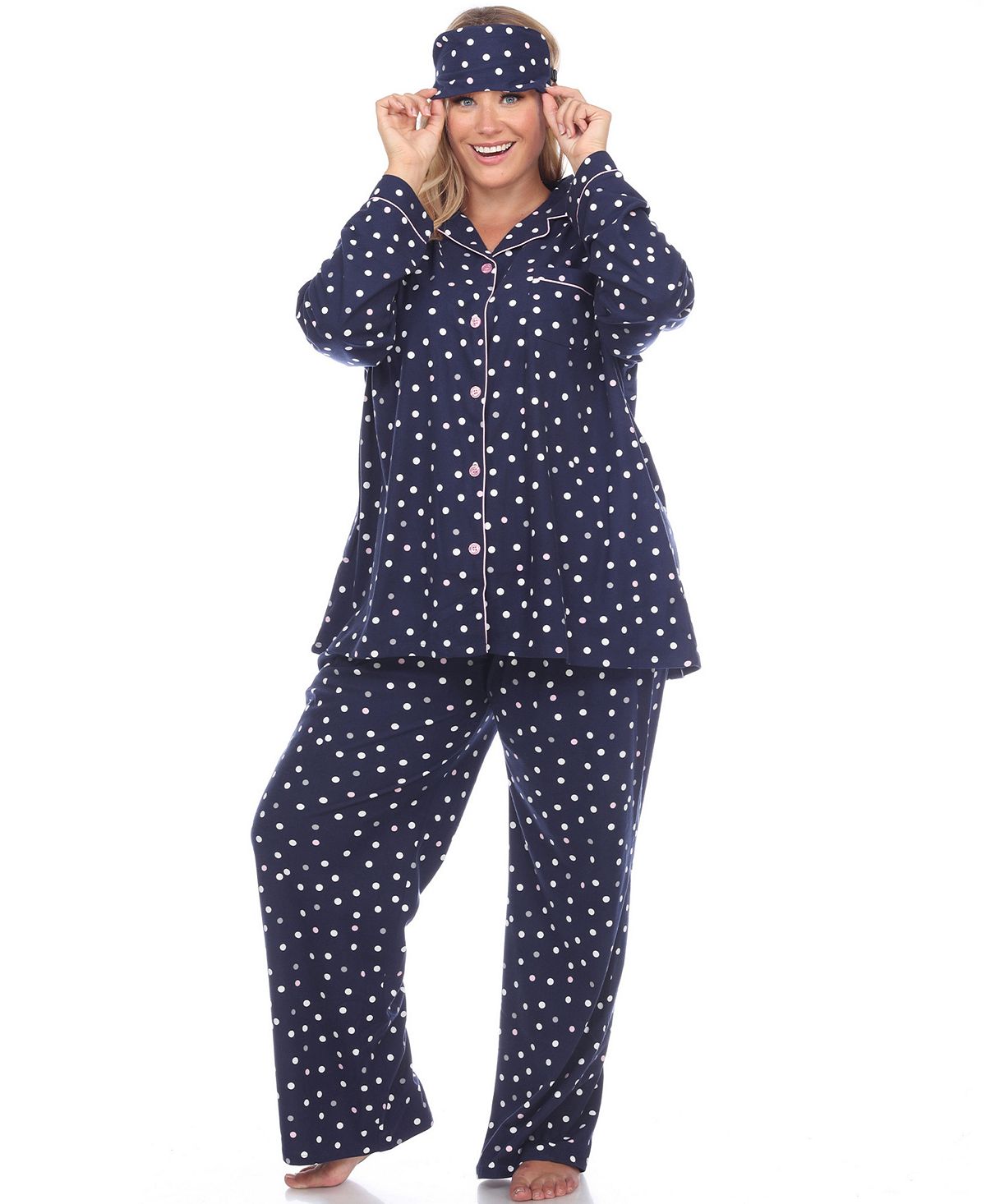 цена Женский пижамный комплект больших размеров, 3 предмета White Mark, синий
