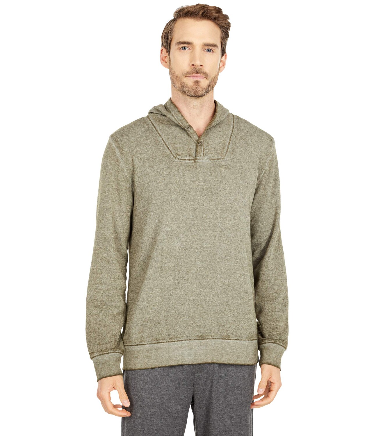

Худи Threads 4 Thought, Kieran Vintage Wash Henley Hoodie, Серый