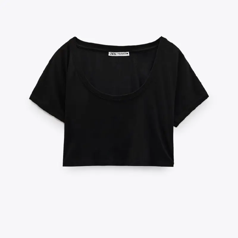 

Футболка Zara Cropped Lyocell, черный