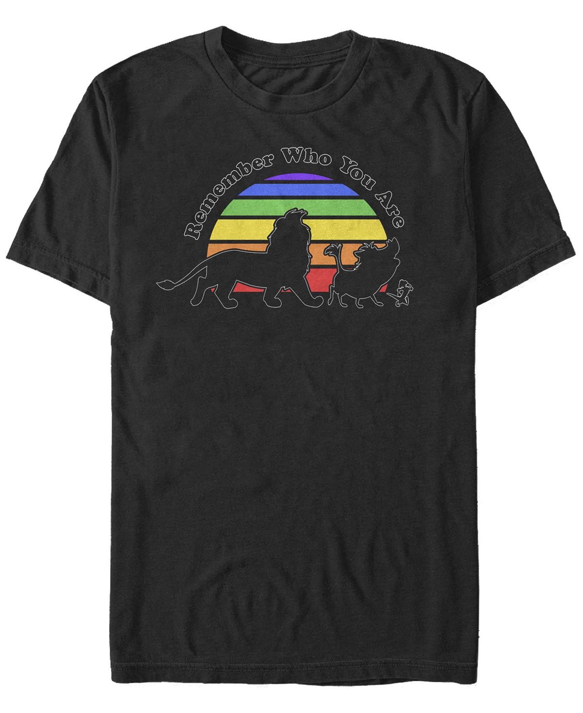 Мужская футболка с круглым вырезом с короткими рукавами remember rainbow Fifth Sun, черный hakuna matata