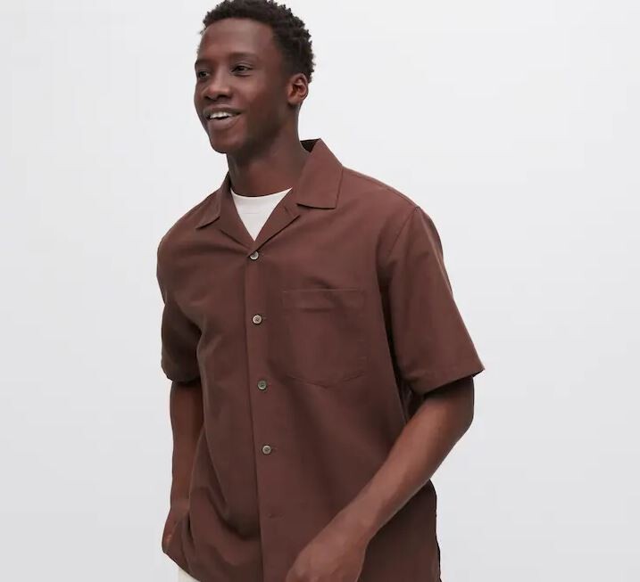 

Рубашка повседневная с короткими рукавами Uniqlo Casual Short Sleeved, коричневый