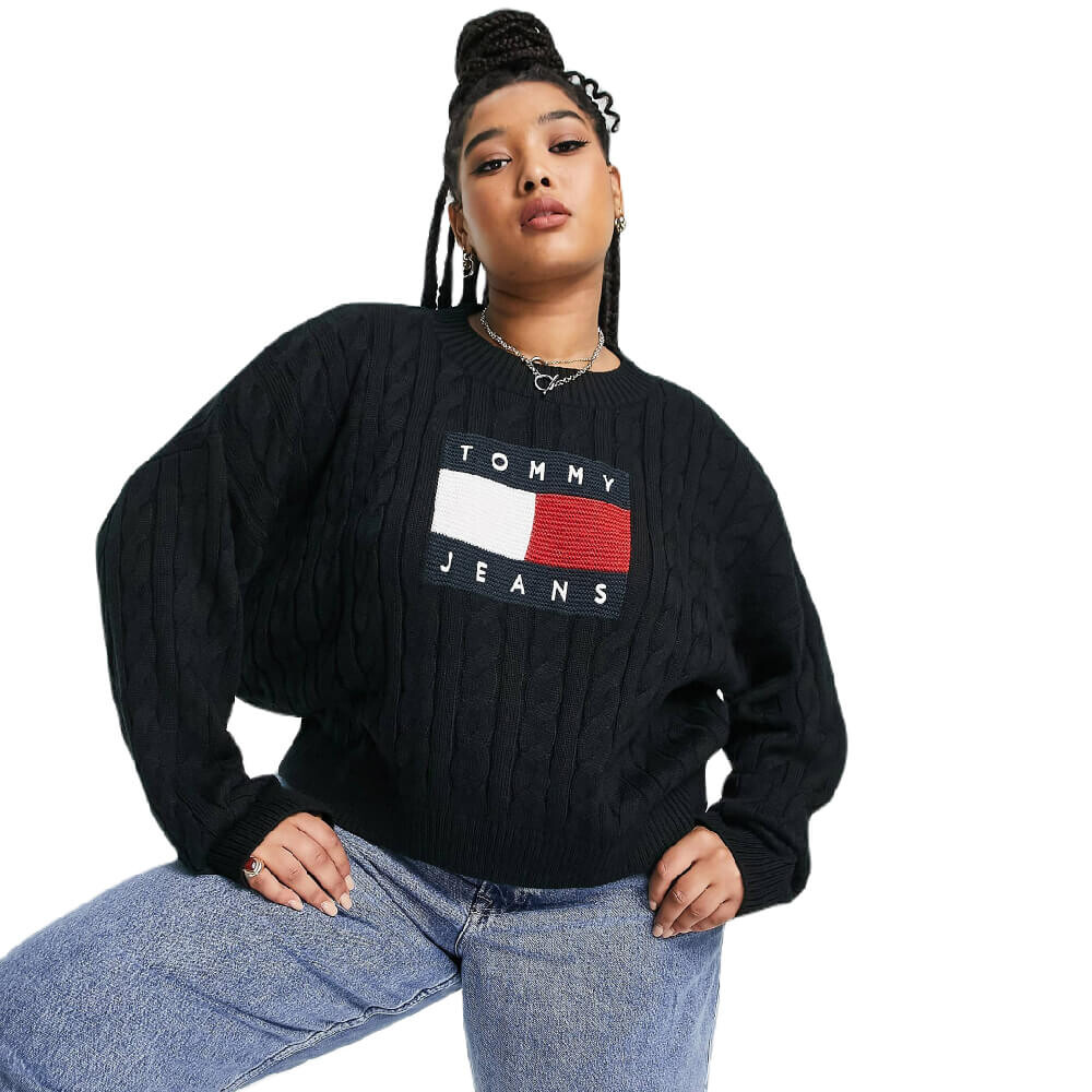 

Свитер Tommy Jeans Plus Boxy Center Flag, черный/красный