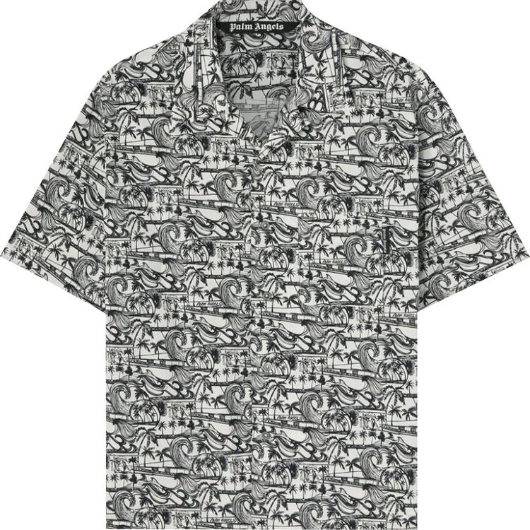 

Рубашка Palm Angels Waves Bowling Shirt 'White/Black', белый