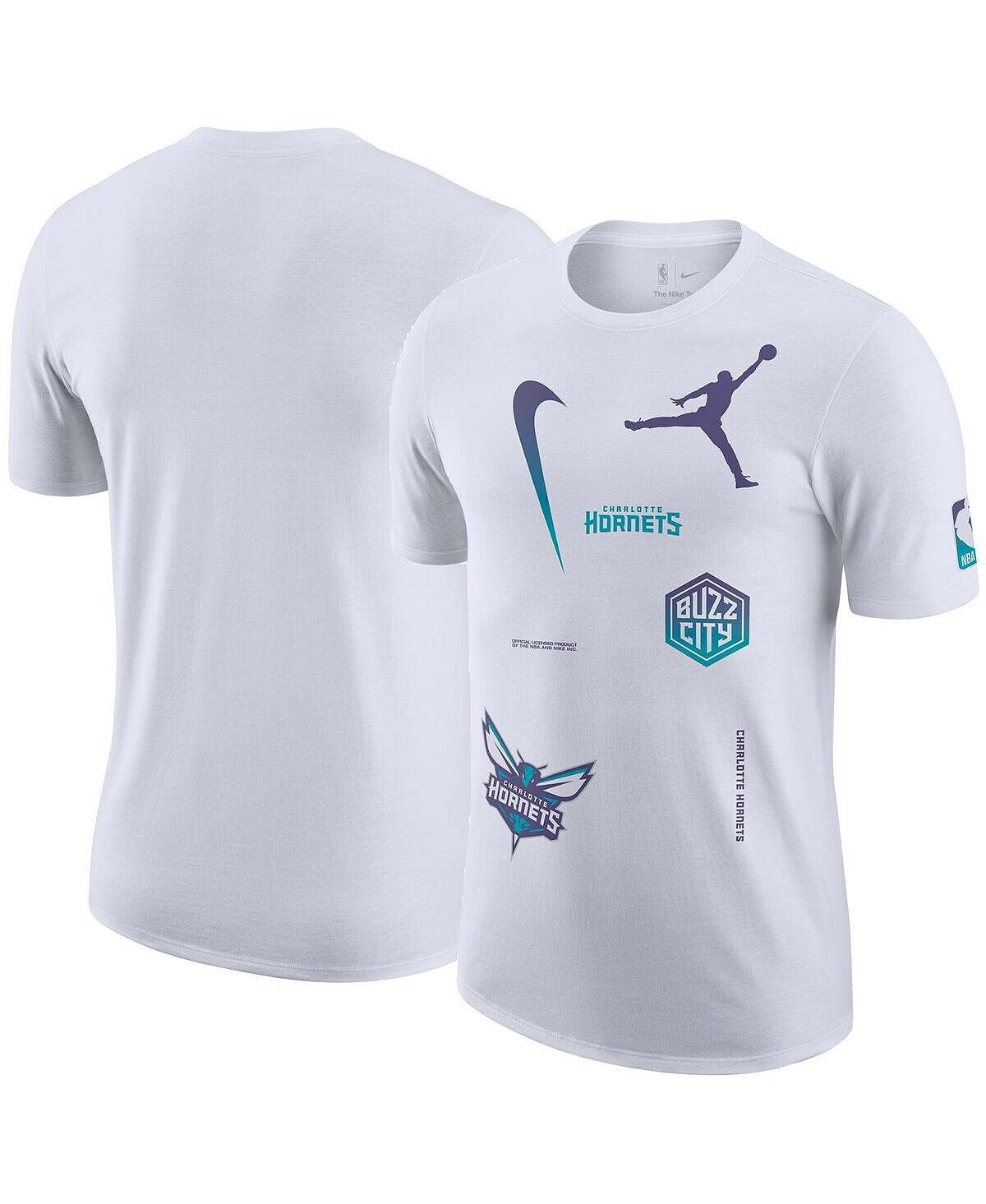 

Мужская брендовая белая футболка Charlotte Hornets Courtside Statement Edition Max90 Jordan, Белый