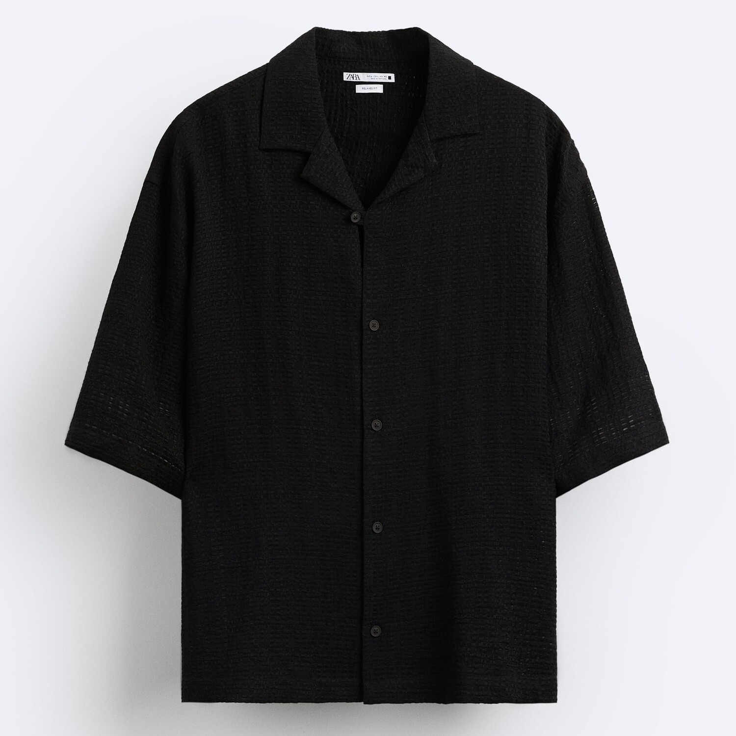 

Рубашка Zara Embroidered Jacquard, черный