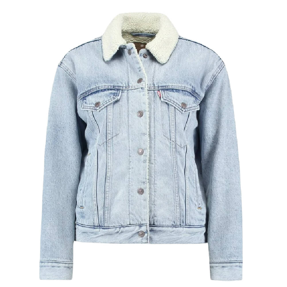 цена Куртка джинсовая Levi's Trucker с мехом, светло-голубой