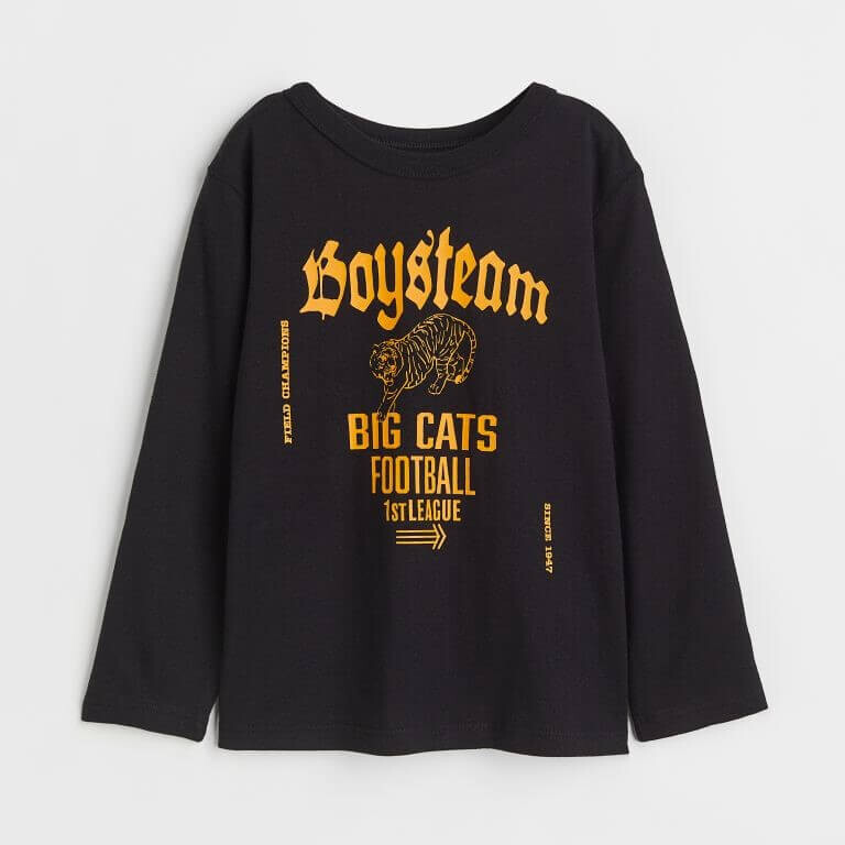 

Топ с длинными рукавами и принтом H&M Boysteam, черный