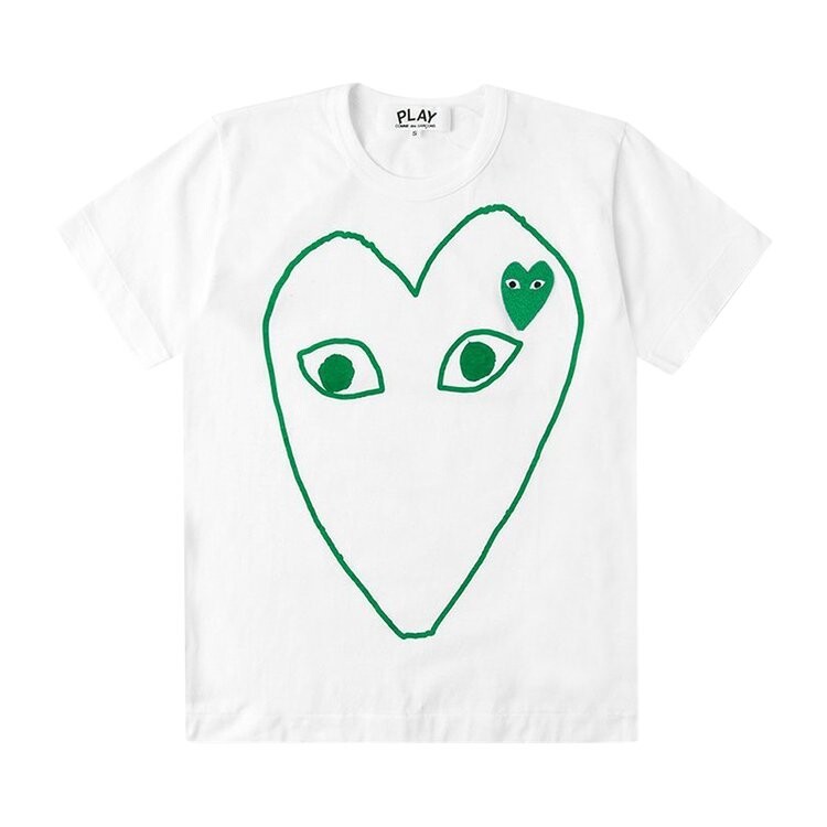 

Футболка Comme des Garçons PLAY Green Emblem Outline T-Shirt White, белый