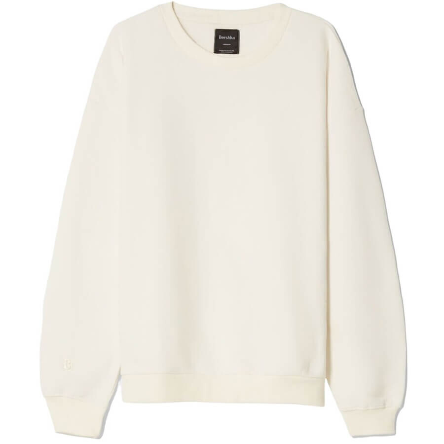 

Свитшот Bershka Oversize Round Neck, белый