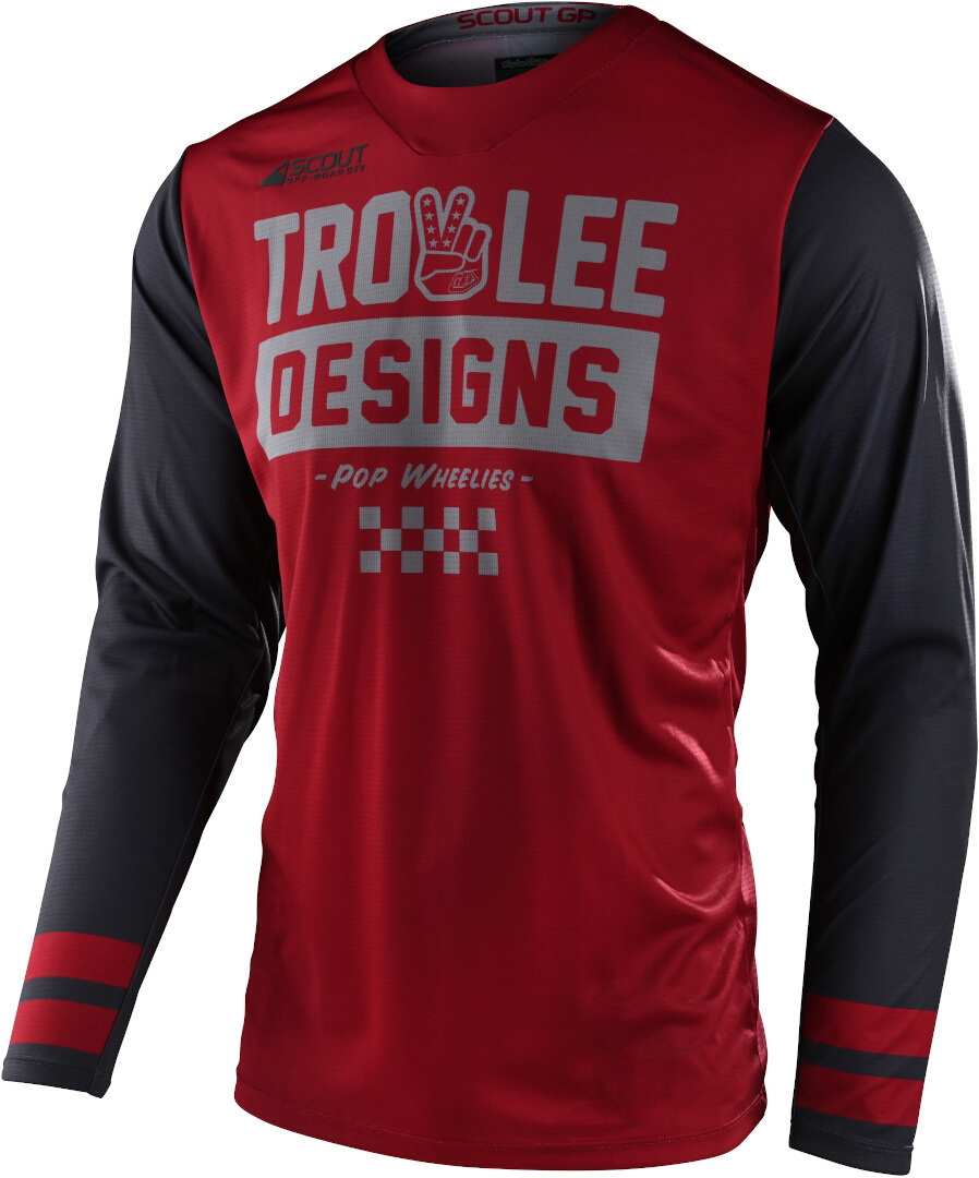 цена Джерси Troy Lee Designs Scout GP Peace & Wheelies Мотокросс, красно-черные