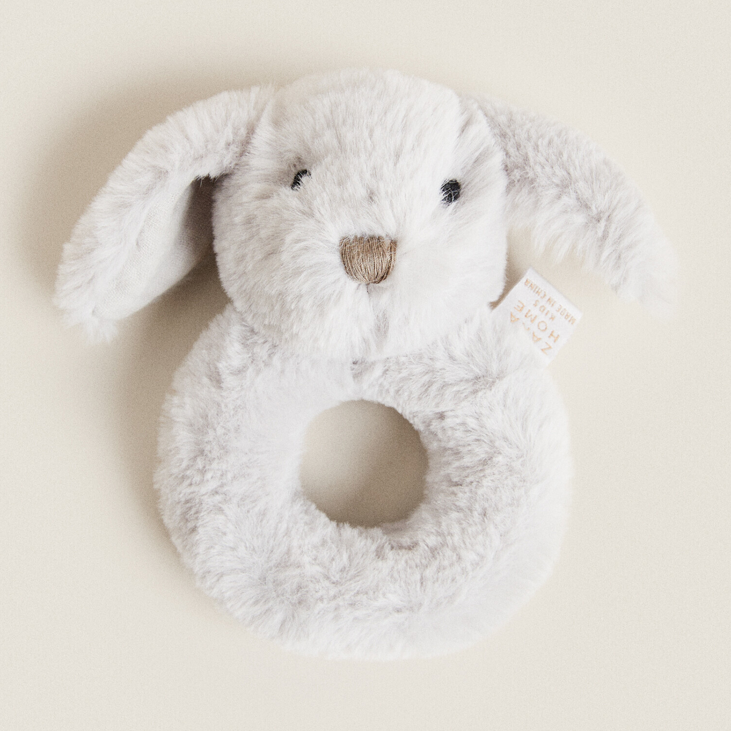 Мягкая игрушка-погремка кролик Zara Home, серо-голубой цена и фото