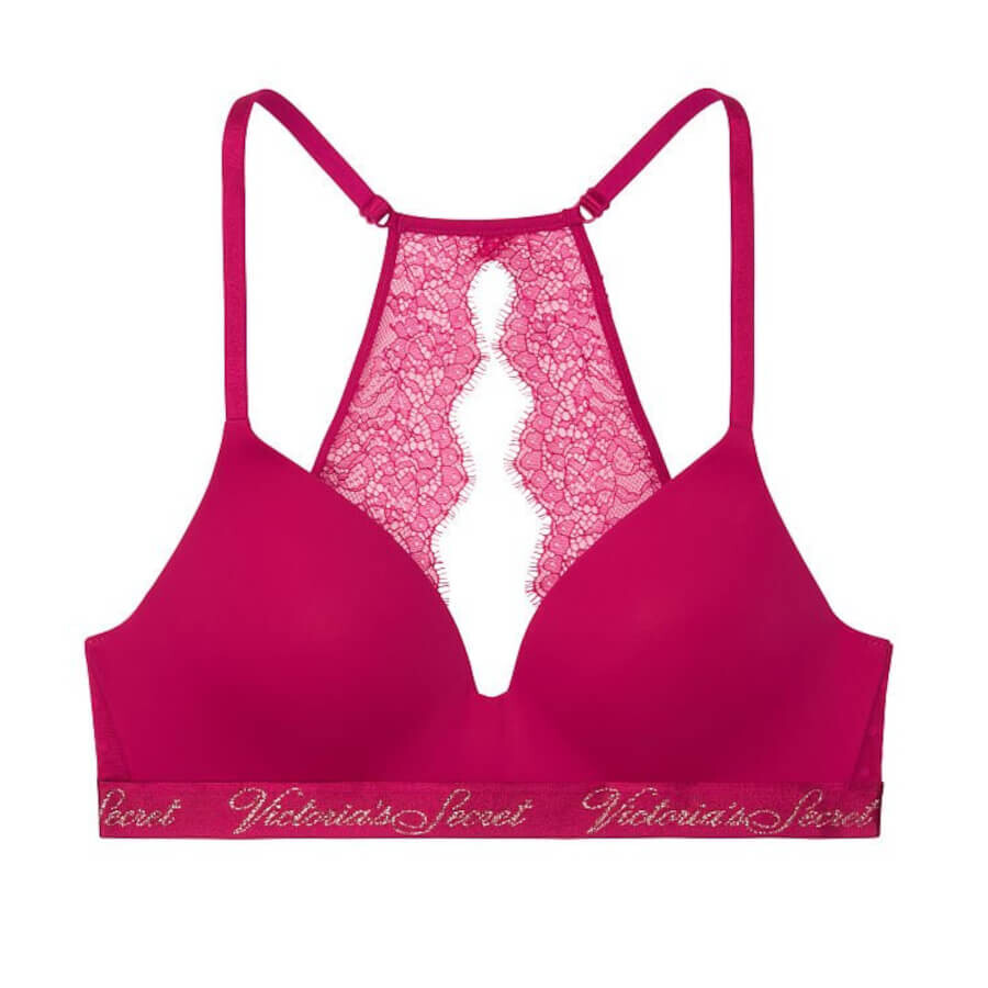 

Бюстгальтер без косточек Victoria's Secret The T-shirt Lightly-Lined, малиновый