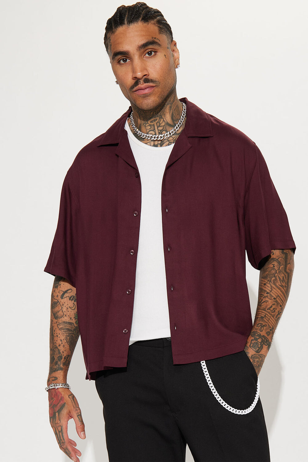 

Рубашка Fashion Nova FNMN527, бордовый