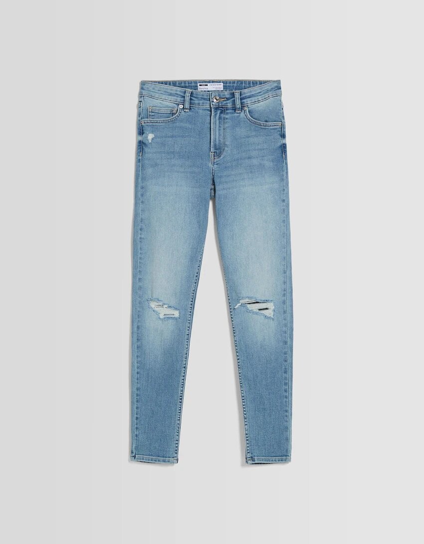 

Джинсы Bershka Low waist skinny vintage, светло-голубой