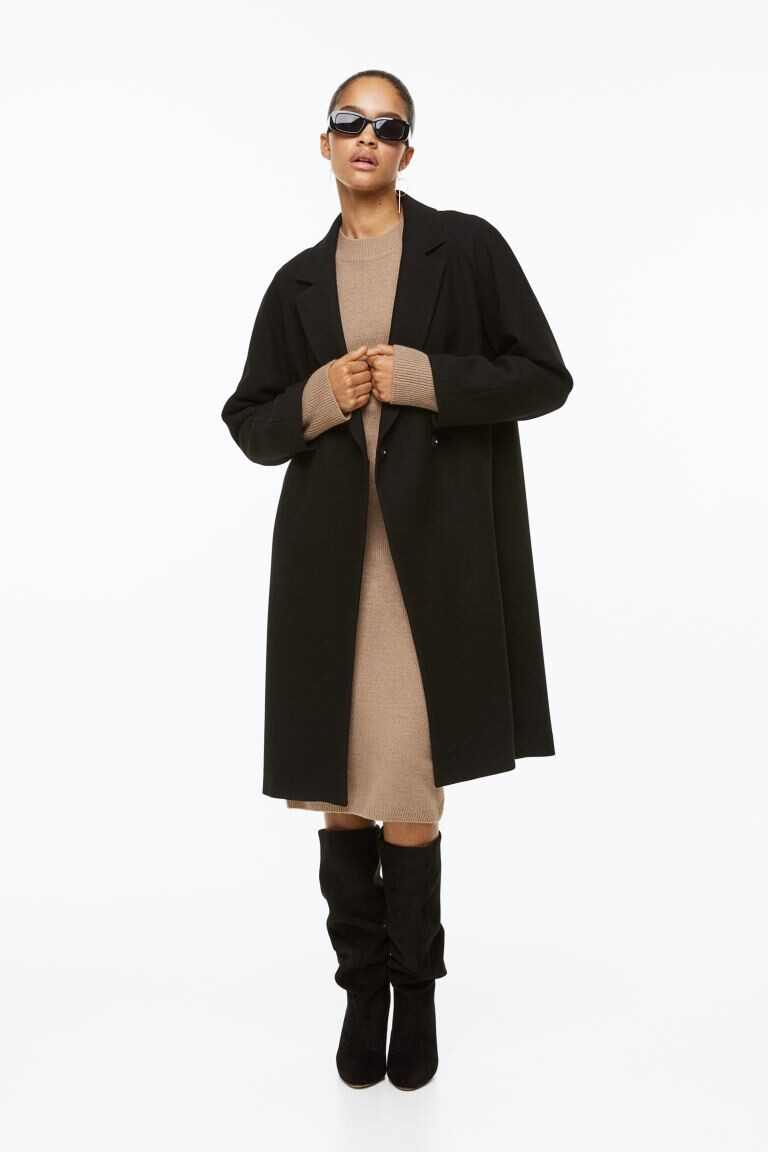 

Двубортное пальто H&M, черный