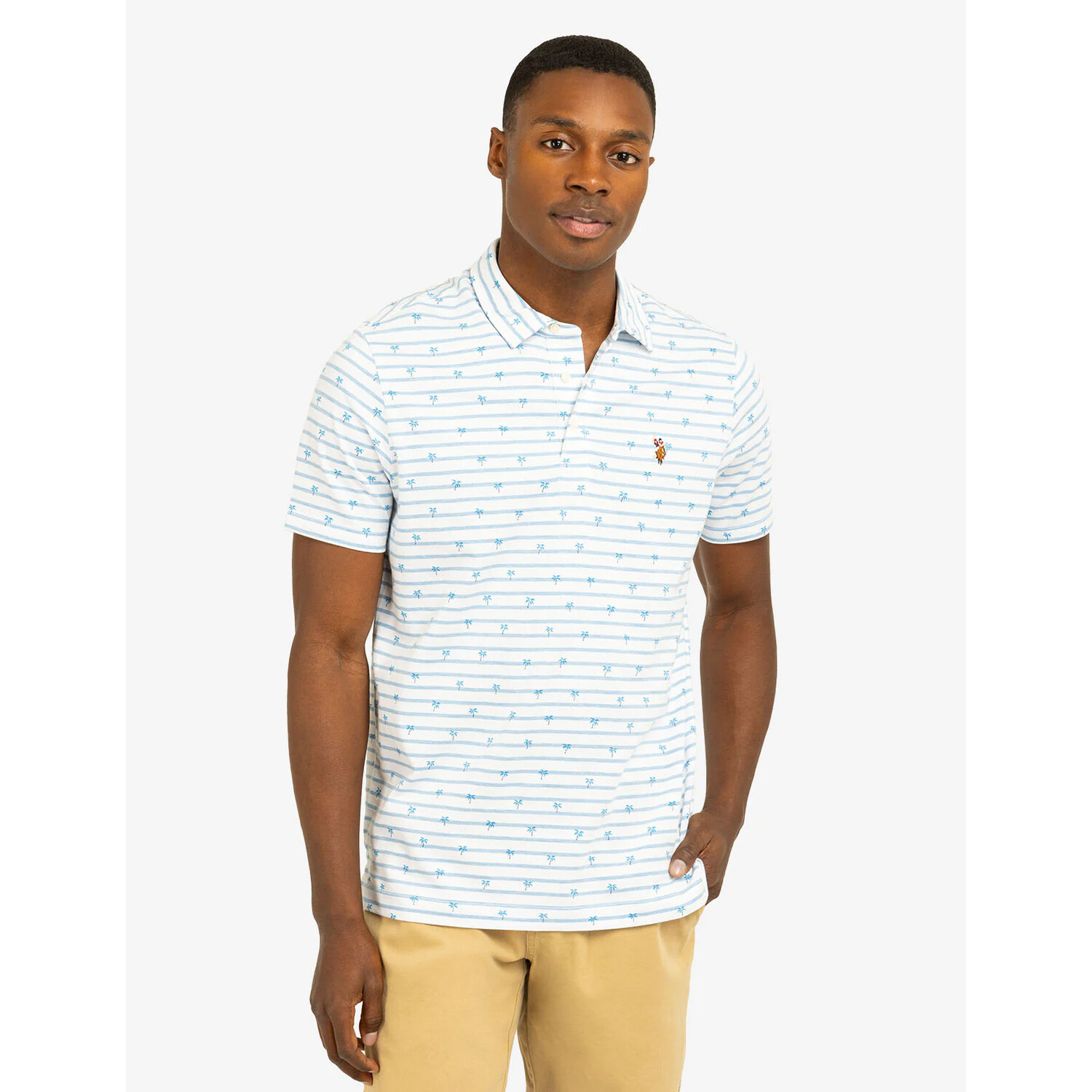 

Футболка-поло U.S. Polo Assn All over palm print jersey, белый/синий