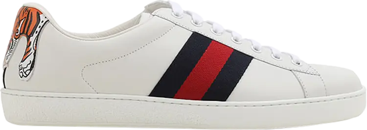 

Кроссовки Gucci Ace Vintage Web Lace-Up Tiger Patch, белый