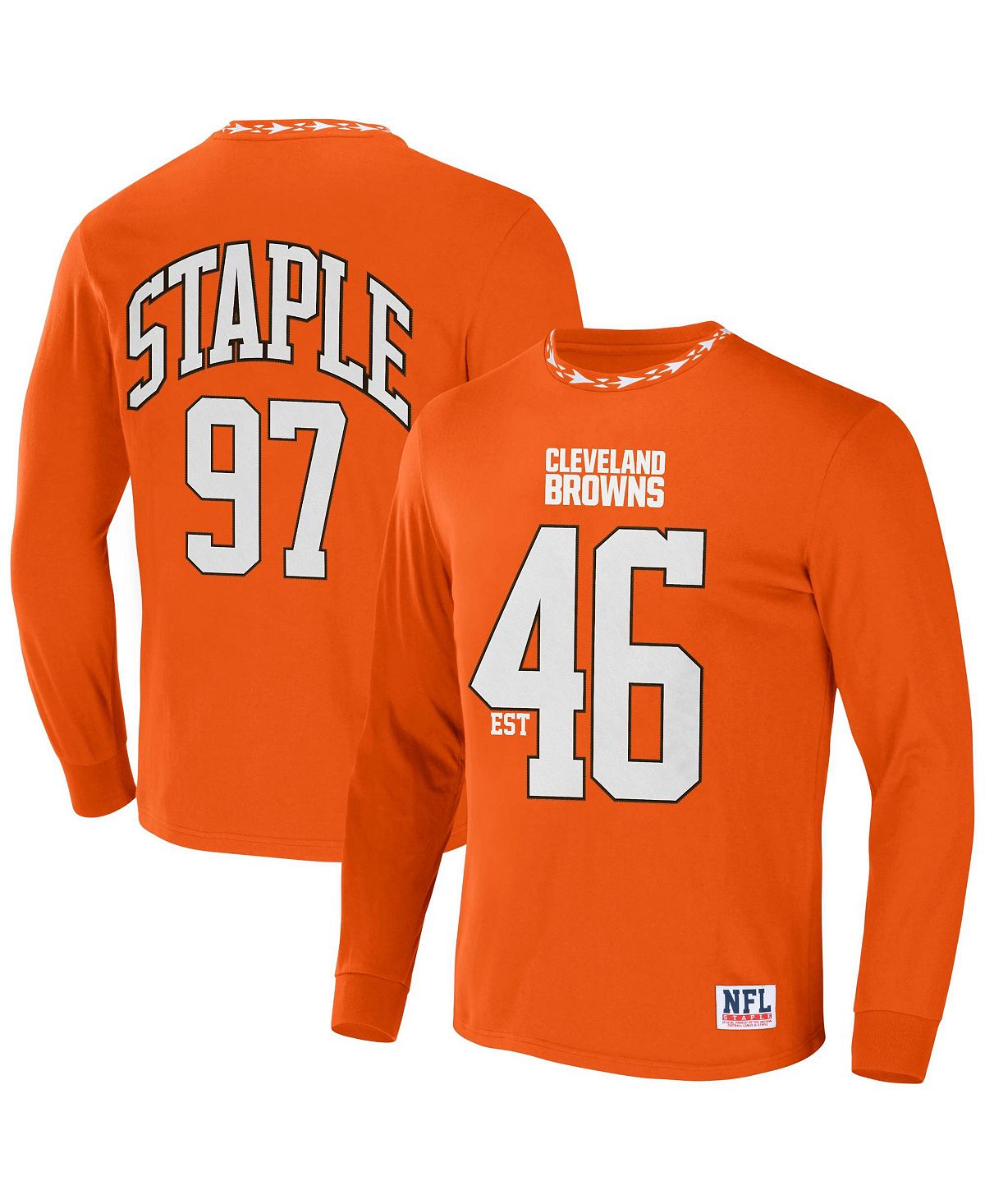 Мужская футболка nfl x staple orange cleveland browns core с длинным рукавом в стиле джерси NFL Properties