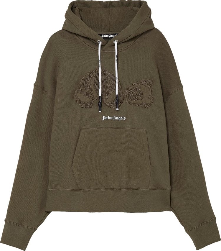 Худи Palm Angels Gd Bear Hoodie 'Military/White', зеленый - фото