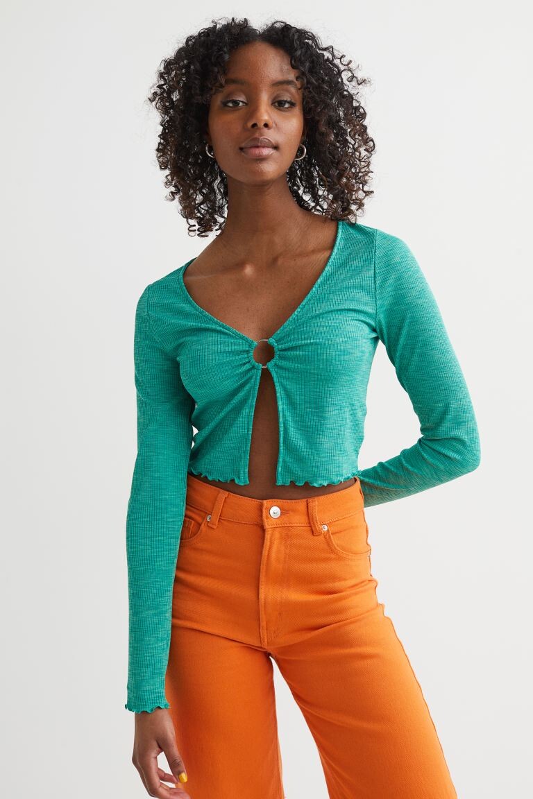 

Топ с V-образным вырезом H&M, бирюзовый, Зеленый